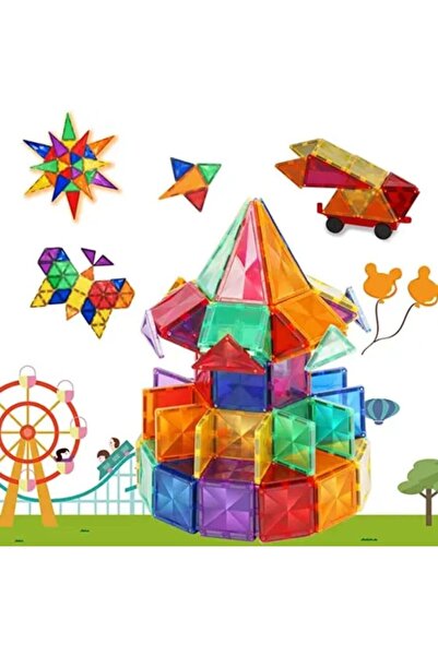 TEGRILO 60-Piece Magnetic Building Blocks (Multicolor, TEG-60 Tiles)