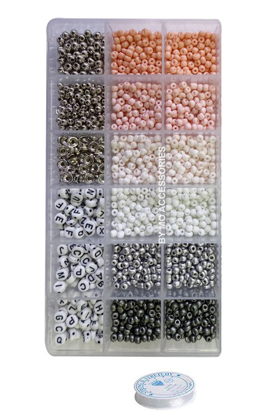 By MO Accessories Set de bijuterii cu litere de nisip și mărgele intermediare...