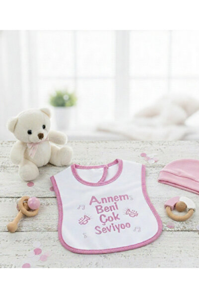 Babix My Mother Loves Me So Much Printed Baby Bib Pink
