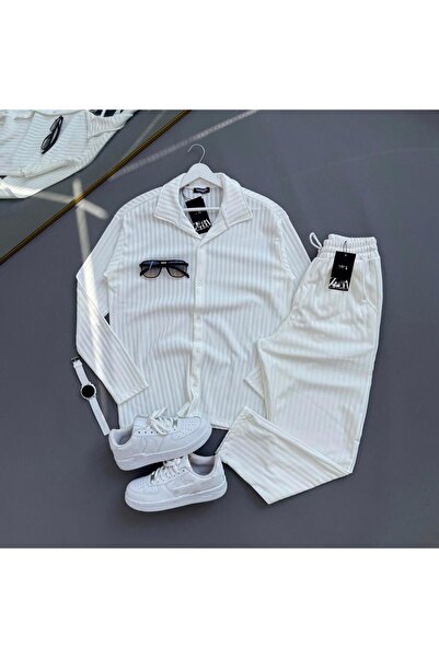 Combineman35 Мъжки костюм с вертикални ивици от еластичен османски плат