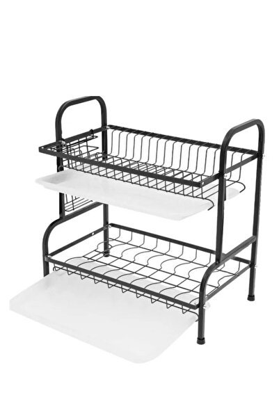 ENAGRO Suport de vase din oțel inoxidabil cu 2 niveluri, 40x24.5x39 cm Simplu ,Vase, farfurii, Negru
