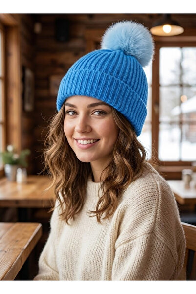 OnMyHead Синя в'язана шапка з помпоном