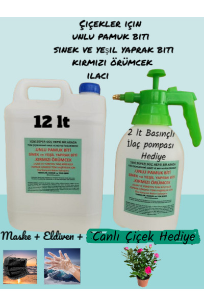 Genel Markalar 12 Lt Çiçekler için Genel Haşere ilacı (Unlu Pamuk Biti ilacı,...