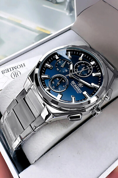 Homies ساعة يد رجالية متعددة الوظائف سوار فولاذي فضي اللون 3 ATM مقاومة للماء...