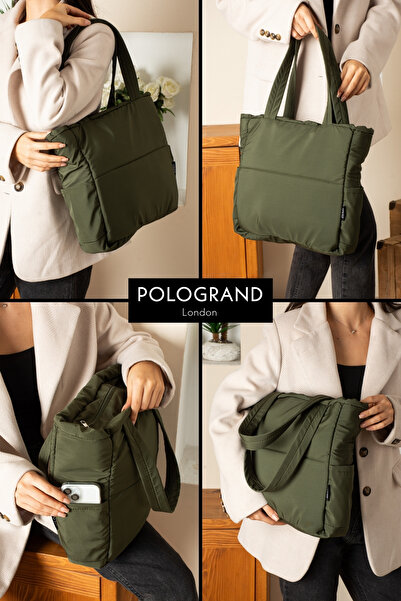 POLOGRAND London Original Large Volume Waterproof Puff Inflatable Shopper Oversized Shoulder and Arm Bag for School Sports Business