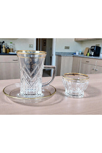 AR HOME طقم شاي وقهوة مكون من 48 قطعة - ذهبي