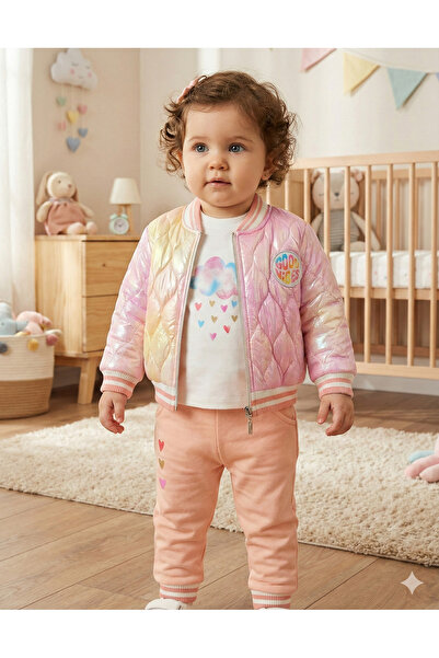 Mini Baray Girl baby printed 3-piece tracksuit set (sweatshirt, pants, jacket...