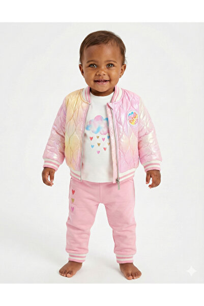 Mini Baray Girl baby printed 3-piece tracksuit set (sweatshirt, pants, jacket...