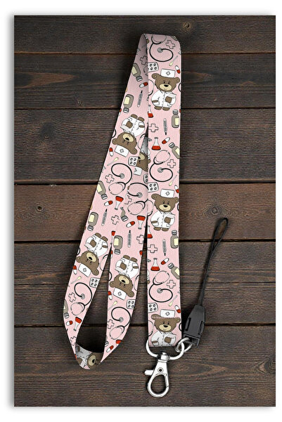 Mia Aurora Pembe Doktor Ayıcık Sağlık Temalı Boyun Askı İpi Telefon Askısı Ki...