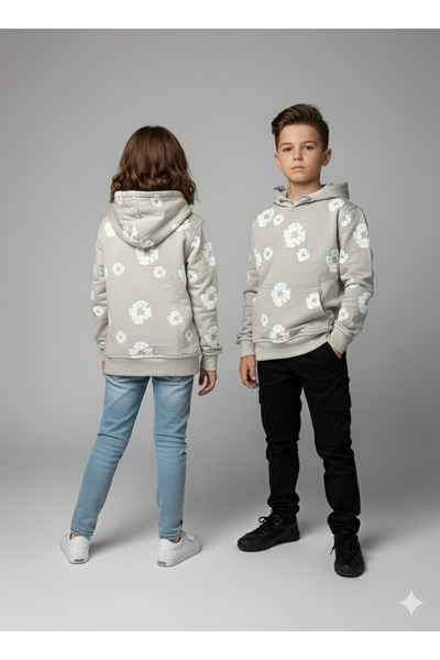YusGos Unisex Girls/Boys Cotton Hooded Denim Tears Printed High Quality Sweatshirt (3-15 Years) Gray 8-9 Y