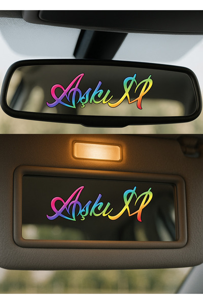 AlpiLeo Kalp Detay Oto Aksesuar Stickerı "AŞKIM" | Scooter, Telefon Kılıfı, M...