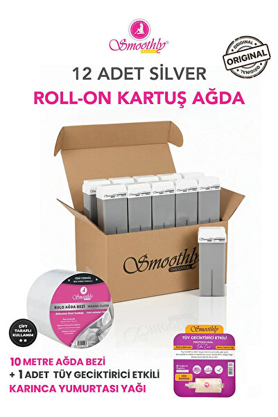 Smoothly Kartuş Silver Roll-on Sir Ağda 12 Li Set 1 Karınca Yumurta Yağı