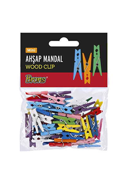 Brons Mini Renkli Ahşap Mandal