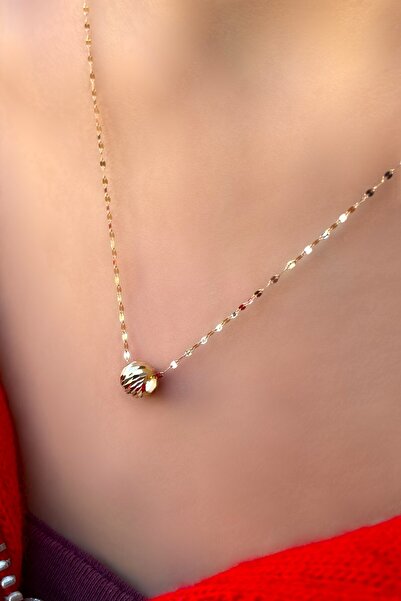 Altınaşkı Aynalı Zincirli Dorika Altın Kolye