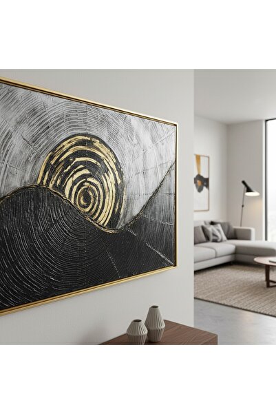 lya luxury Rölyef Dokulu, Gold Detaylı, El Yapımı, Yağlı Boya Tablo(90x140cm)