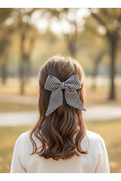 Toka Delisi Black and White Houndstooth Handmade Automatic Bow Buckle, Adult Women's Buckle