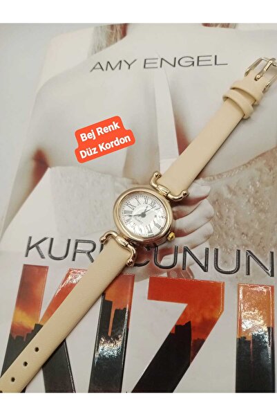 QUARTZ Retro Gold Oval Case Minimal Model Beige Cord Women's Wristwatch Bb0057