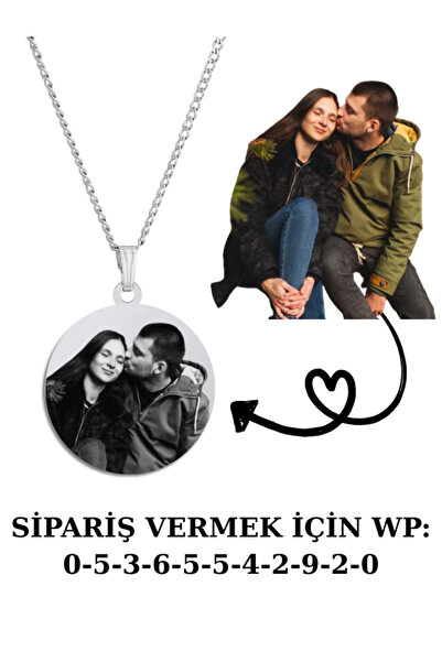 Doğaltaş Kişiye Özel Lazer İşleme Fotoğraflı Kolye