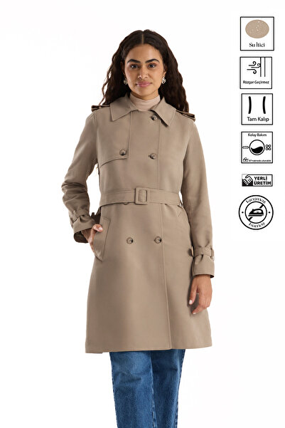Soydan Güner Su Itici Özellikli Kırışmaz Kumaş Trençkot K.bej 5730
