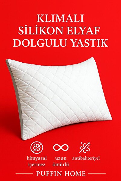 OGİ HOME Puffin Home Klimalı Silikon Yastık 800 gr – Terletmeyen, Yumuşak Dolgu