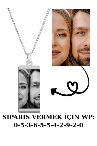 Doğaltaş Kişiye Özel Tasarım Lazer Işleme Resimli Kolye