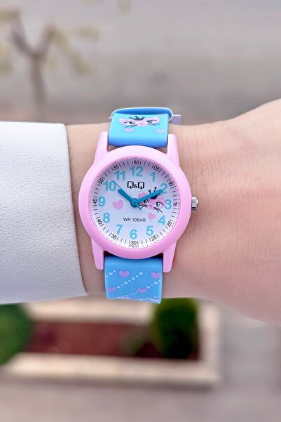 Q&Q Pembe Açık Mavi Renk 24 Ay Garantili 30 Mm Kedi Figürlü Su Geçirmez Rakam...