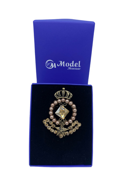 model aksesuar BLAZER TASARIM İNCİ VE TAŞ DETAYLI BROŞ