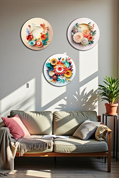 Nod Set de masă MDF color în relief din 3 piese Sufragerie, hol, birou, transport de perete acasă