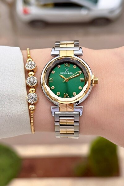 Daniel Klein Kadranı Yeşil Kordonu Sarı Silver Renk 24 Ay Garantili 30 Mm Kad...
