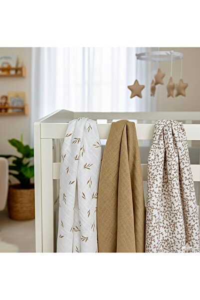 Sahra İpek %100 Organik Pamuk Müslin Örtü & Müslin Battaniye 3lü Set
