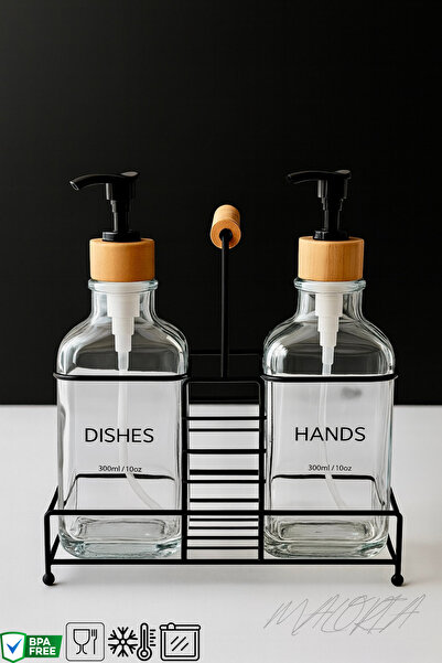 Maloria Modern Cam Ikili Sıvı Sabunluk & Deterjanlık Seti- 450 Ml Cam Sabunlu...