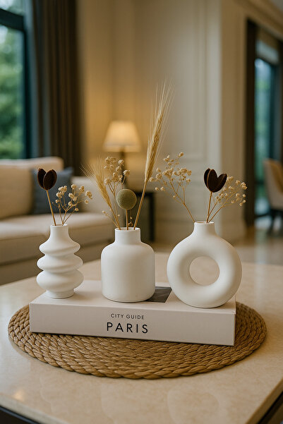 Zigzag Home Decorative Bohemian Style Mini Size 3 Piece Vase Set Minimall Flower Vase Figurine Vase Small Size