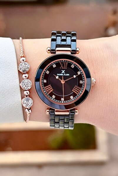 Daniel Klein Kasası Bronz Kordonu Siyah Renk 24 Ay Garantili 32 mm Seramik Ka...