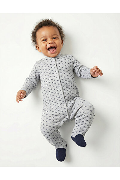 Noone Mini Patterned Baby Romper - Long Sleeves, Crew Neck