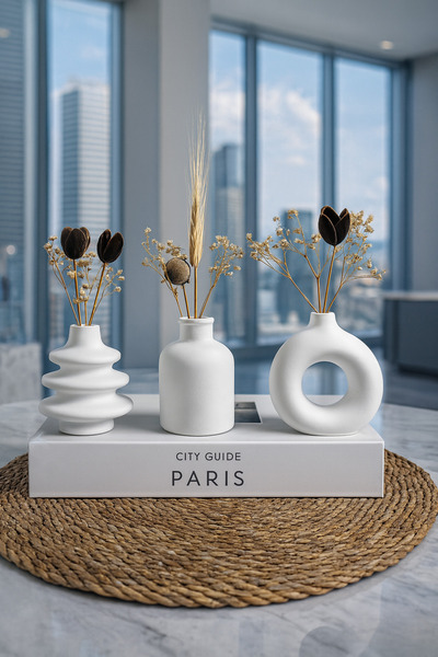 Zigzag Home Decorative Bohemian Style Mini Size 3 Piece Vase Set Minimall Flower Vase Figurine Vase Small Size