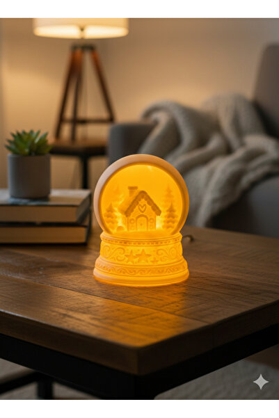 kaan3d yılbaşı konsept-Kar küresi gece lambası-gece lambası-şirin kar ev-pill...