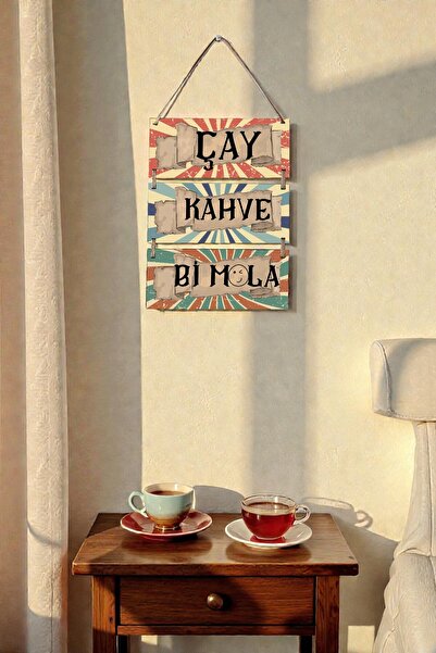 Nod Çay Kahve Mola MDF Ahşap Duvar Tablosu – Cafe, Restoran, Mutfak Dekoratif...
