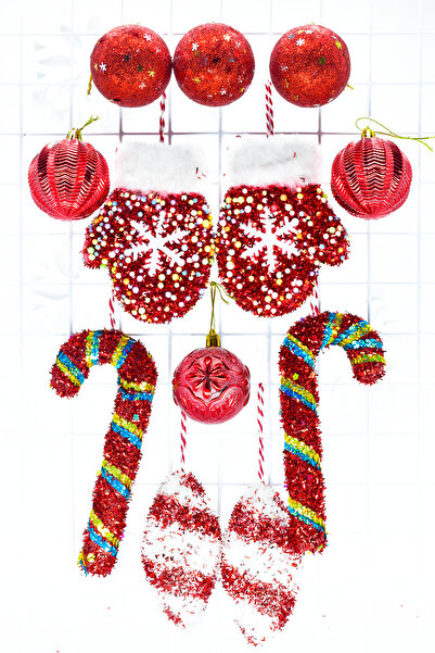 Waldern Premium Collection Luxury Σετ 12 τεμαχίων με μικτά κόκκινα στολίδια