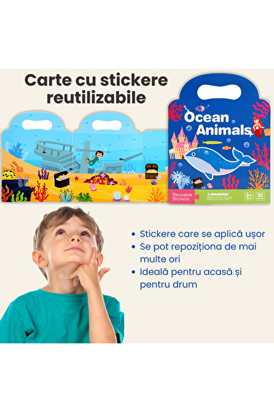 LUVLU Busy Book sensory book with reusable stickers, Montessori educational toy for children 3+