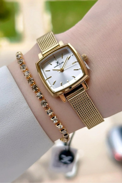 Daniel Klein ساعة يد نسائية بسوار من القش وسوار هدية