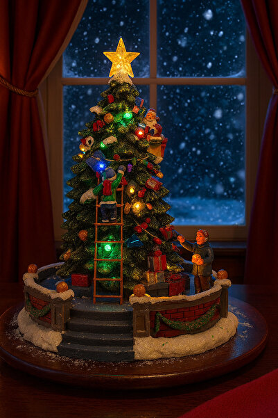 Waldern مجموعة ممتازة من شجرة عيد الميلاد وشاحنة سانتا كلوز الزخرفية لزينة عي...