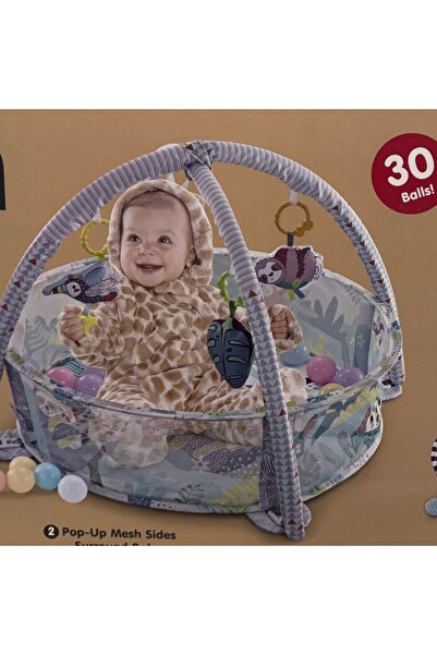 Cute Baby سجادة لعب للأطفال 5 في 1 مع حفرة كرات، ألعاب حسية، مرآة، مسند رأس، ...