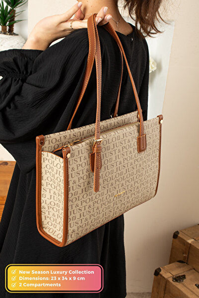 Just Polo Original Women's New Season Luxury Soft Leather Adjustable Zippered Large Size Stylish Hand and Shoulder Bag