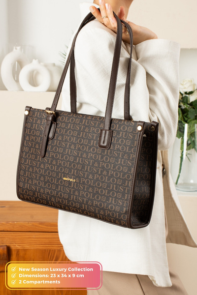 Just Polo Original Women's New Season Luxury Soft Leather Zippered Trendy & Stylish Large Size Hand & Shoulder Bag