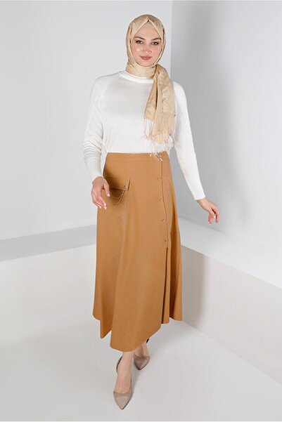 Alvina Button-Detail Pocketed Skirt 60332