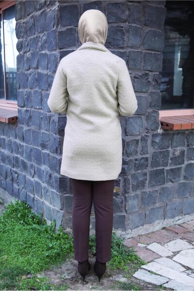 TRENDTESETTÜR WOMEN'S Ecru POCKET DETAILED COAT T 5327