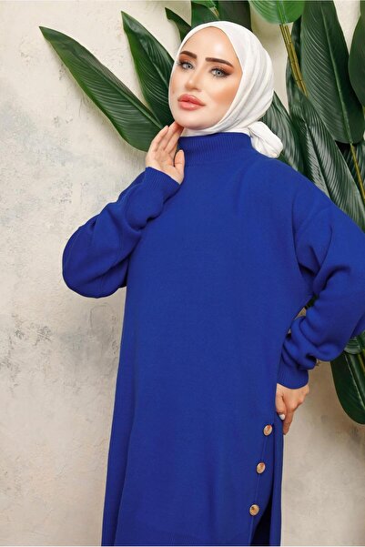 TRENDTESETTÜR ΓΥΝΑΙΚΕΙΟ ΣΕΤ ΠΛΕΚΤΟ ΣΕΤ ΣΚΟΥΡΟ ΜΠΛΕ (SAKS) ΜΕ ΛΟΥΡΙΚΟ ΓΙΑΚΑ ΚΑΙ ΔΙΠΛΟ ΠΑΝΤΕΛΟΝΙ T 0108