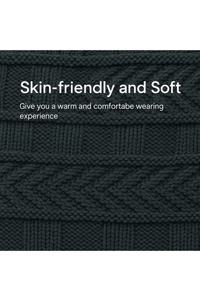 SARAOONT 4 Piece Winter Beanie Hat and Scarf Set All Black Thick Warm and Cozy for Cold Weather