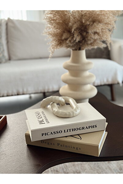 Akal Home مجموعة من 2 صندوق كتب مزخرف مغطى بالقماش