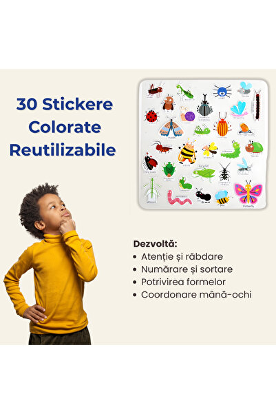 LUVLU Busy Book sensory book with reusable stickers, Montessori educational toy for children 3+